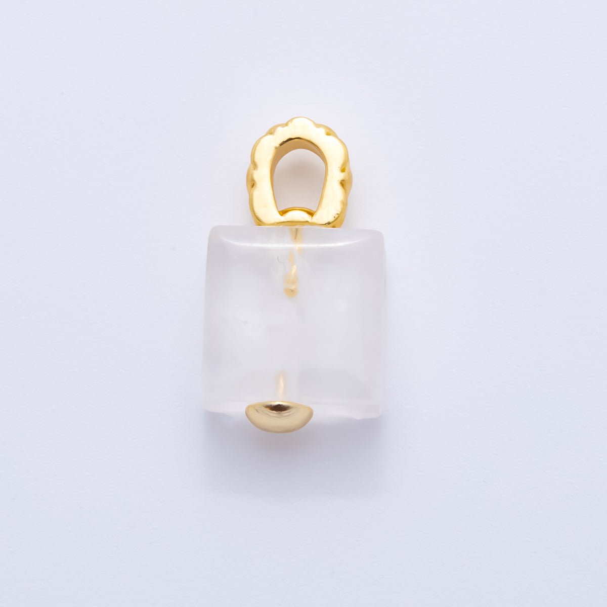 18K Gold Filled Natural Gemstone Square Quilted Drop Charm | AH819 - AH824 - DLUXCA