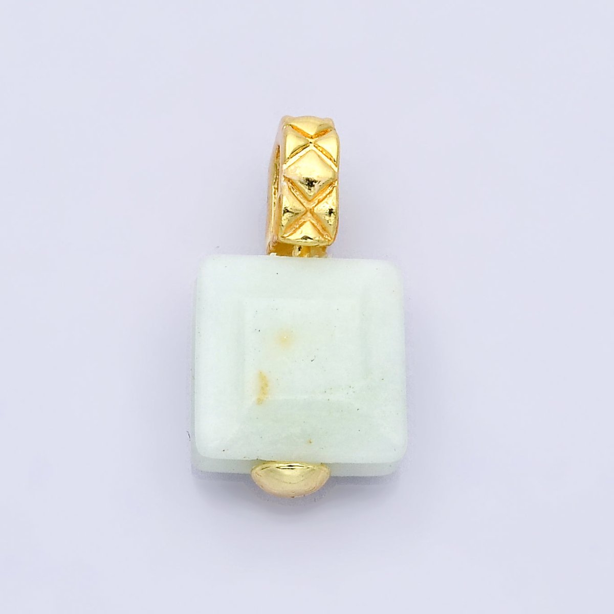 18K Gold Filled Natural Gemstone Square Quilted Drop Charm | AH819 - AH824 - DLUXCA