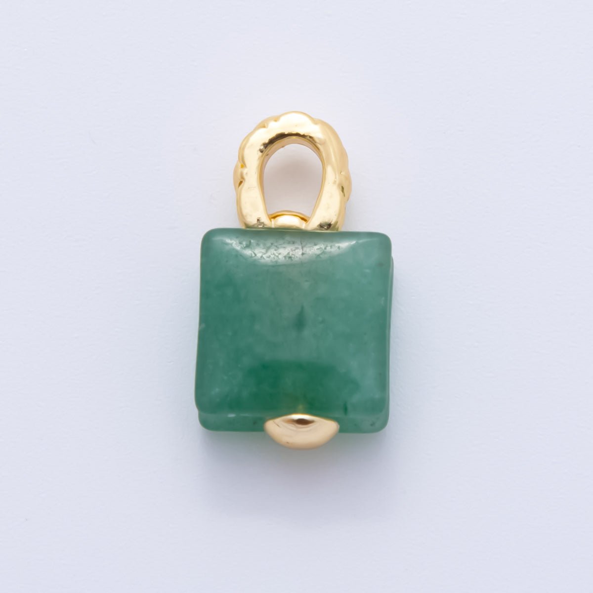 18K Gold Filled Natural Gemstone Square Quilted Drop Charm | AH819 - AH824 - DLUXCA