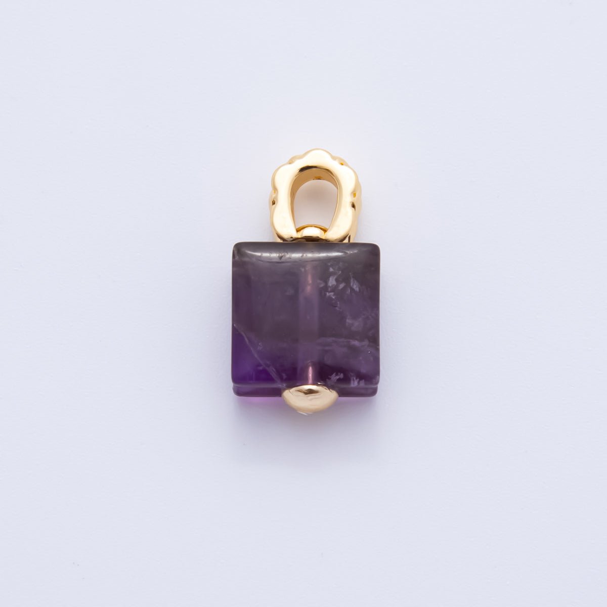 18K Gold Filled Natural Gemstone Square Quilted Drop Charm | AH819 - AH824 - DLUXCA