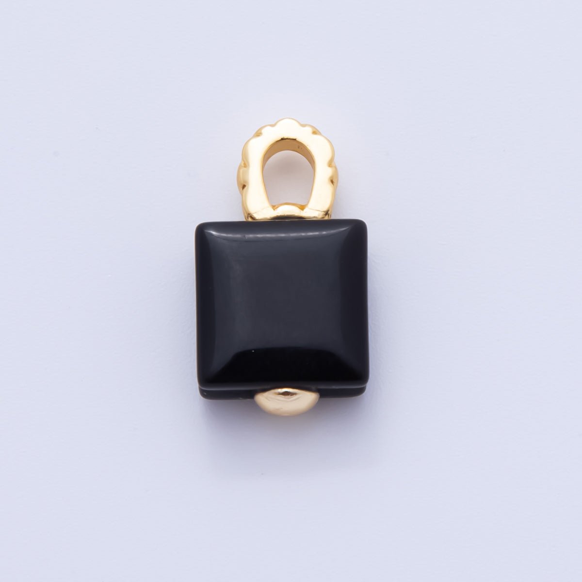 18K Gold Filled Natural Gemstone Square Quilted Drop Charm | AH819 - AH824 - DLUXCA