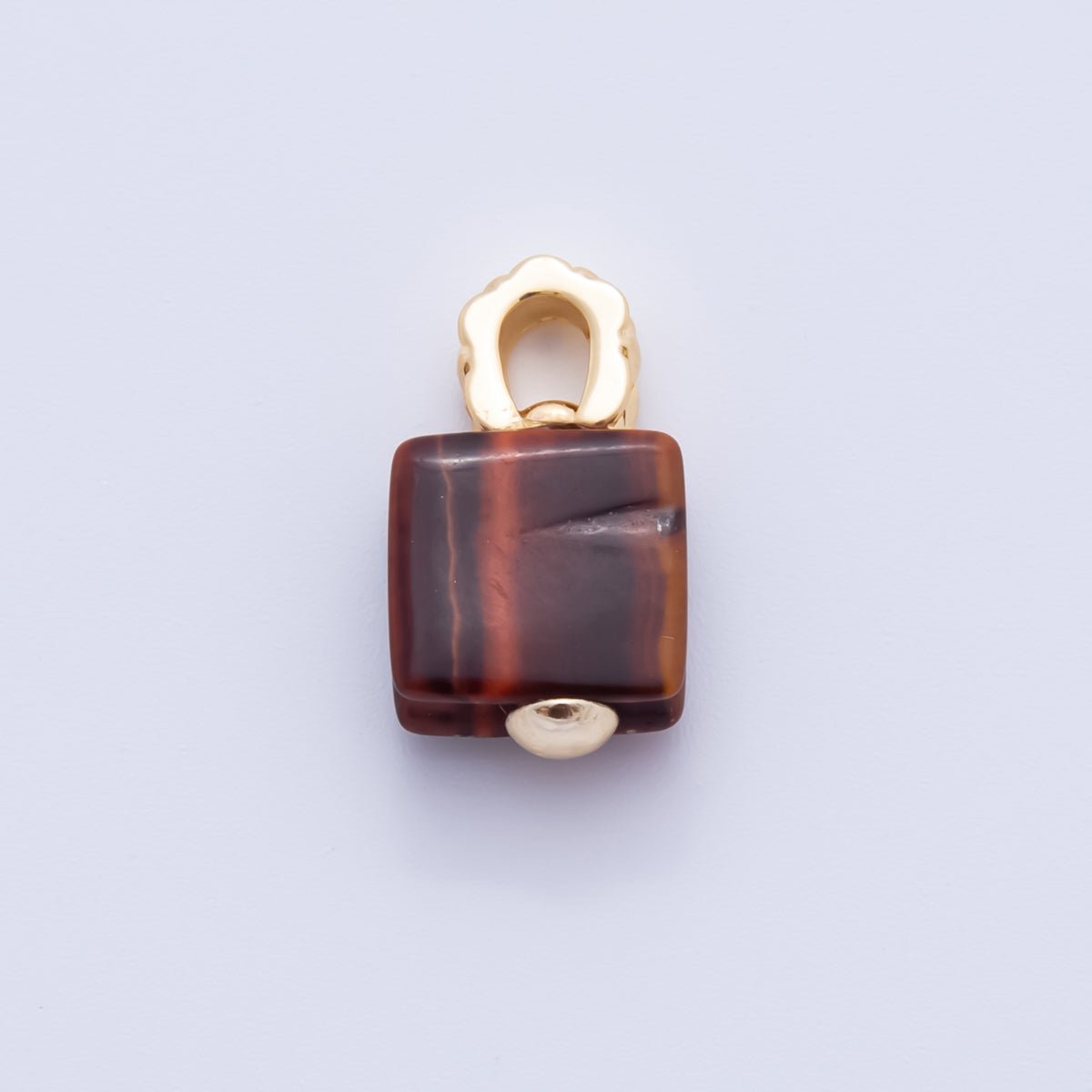 18K Gold Filled Natural Gemstone Square Quilted Drop Charm | AH819 - AH824 - DLUXCA