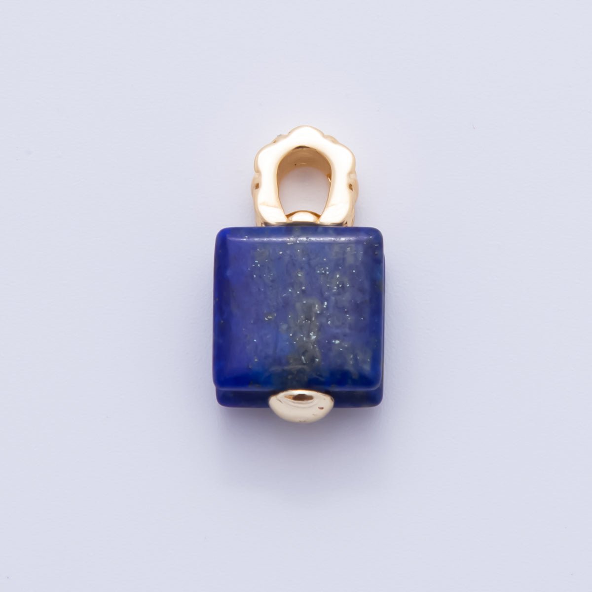 18K Gold Filled Natural Gemstone Square Quilted Drop Charm | AH819 - AH824 - DLUXCA