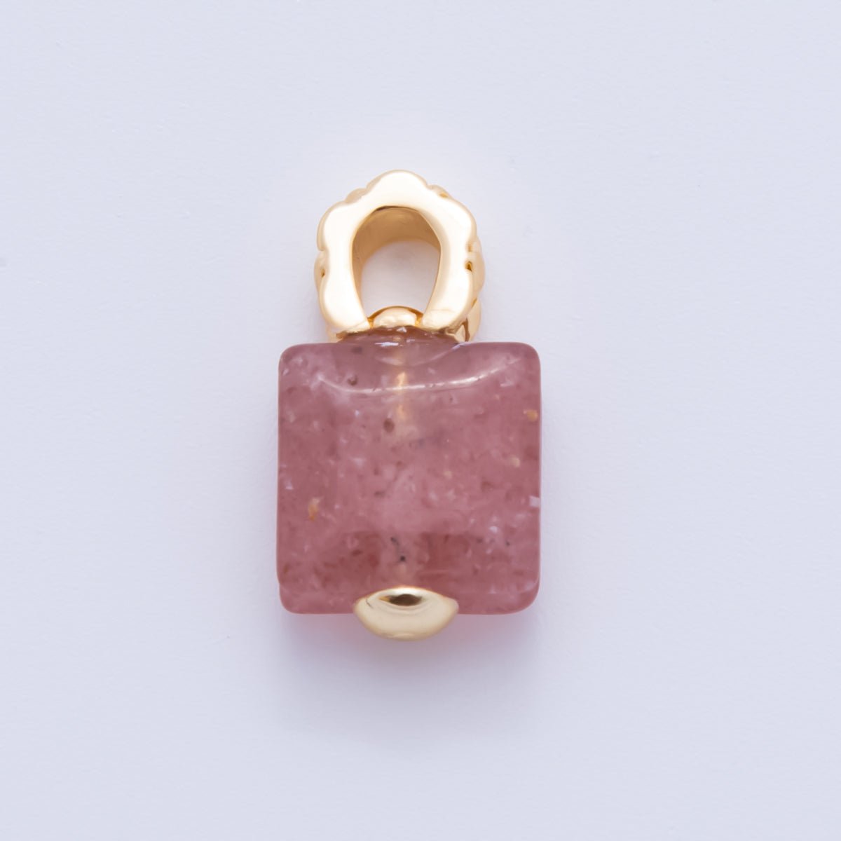 18K Gold Filled Natural Gemstone Square Quilted Drop Charm | AH819 - AH824 - DLUXCA