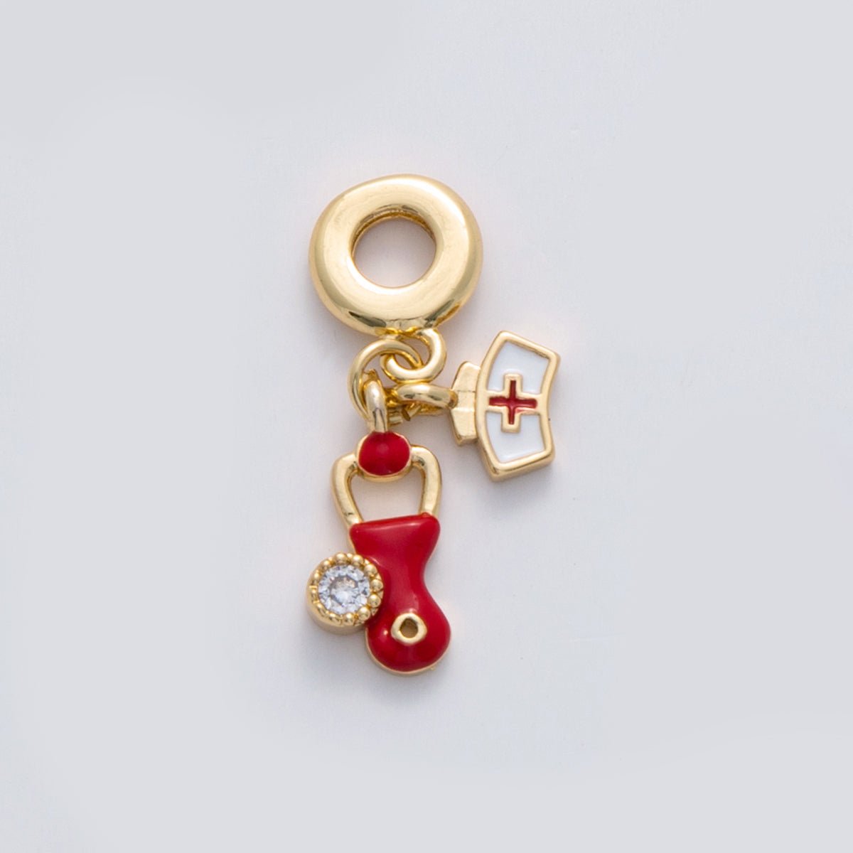 18K Gold Filled Nurse Stethoscope Rhondelle Drop Pendant | C272 - DLUXCA