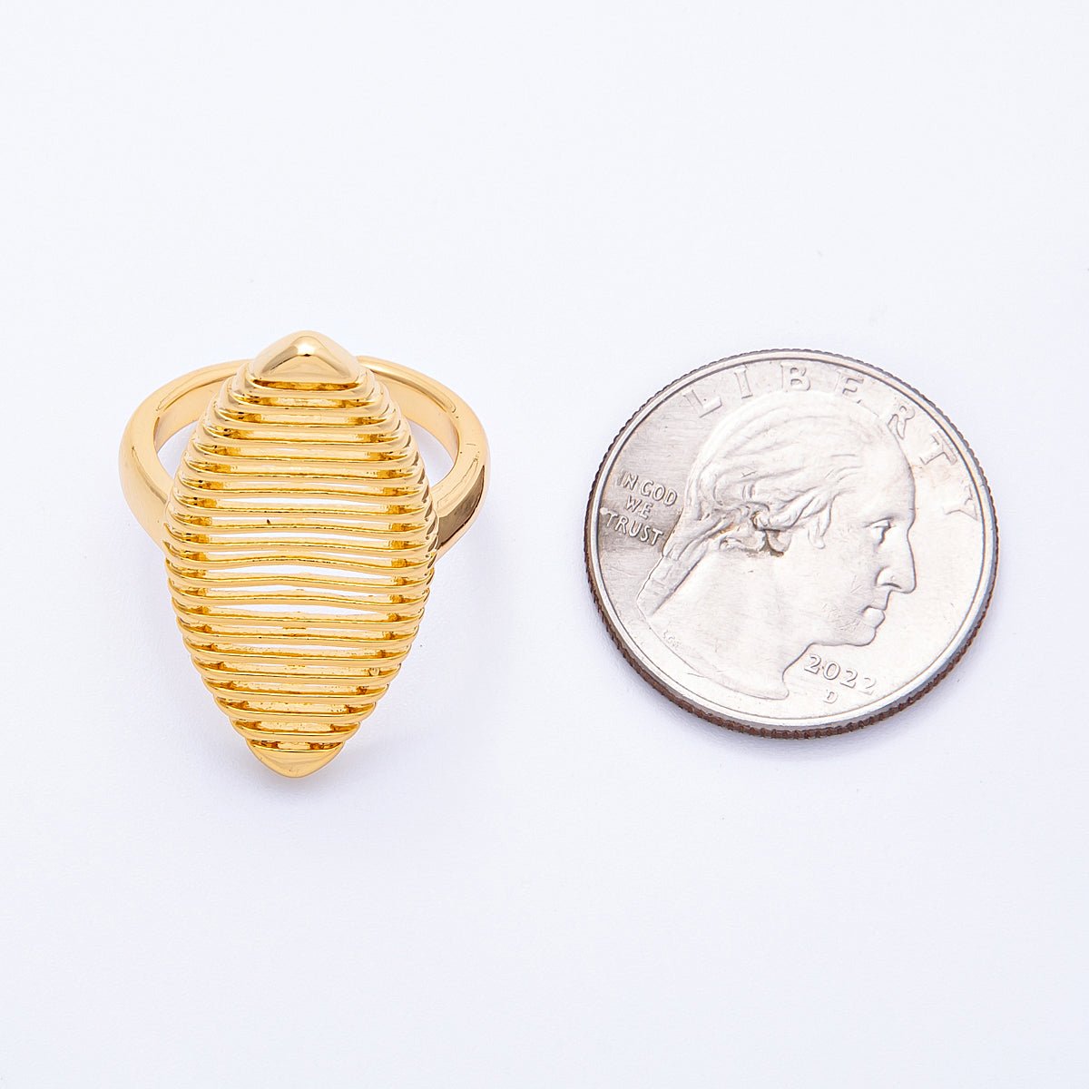 18K Gold Filled Open Linear Lined Navette Geometric Ring | Rings - 00056 - DLUXCA