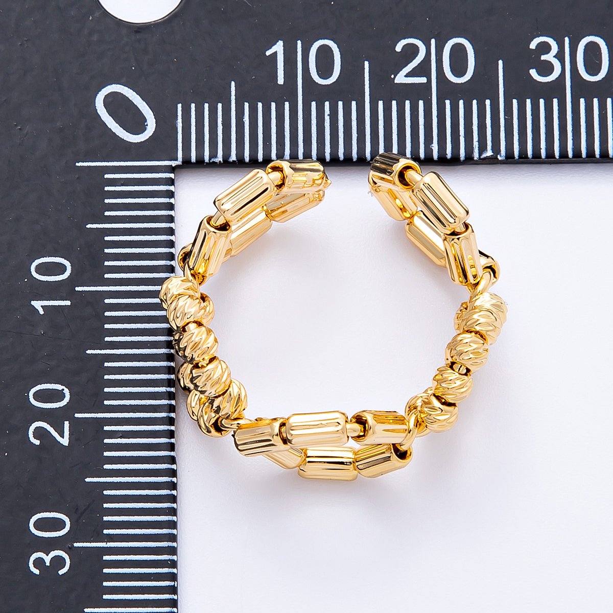 18K Gold Filled Open Textured Geometric Hexagon Ring | Rings - 00053 - DLUXCA