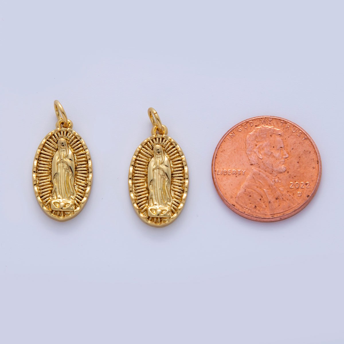 18K Gold Filled Our Lady Guadalupe Mother Mary Oval Charm | AF326 - DLUXCA