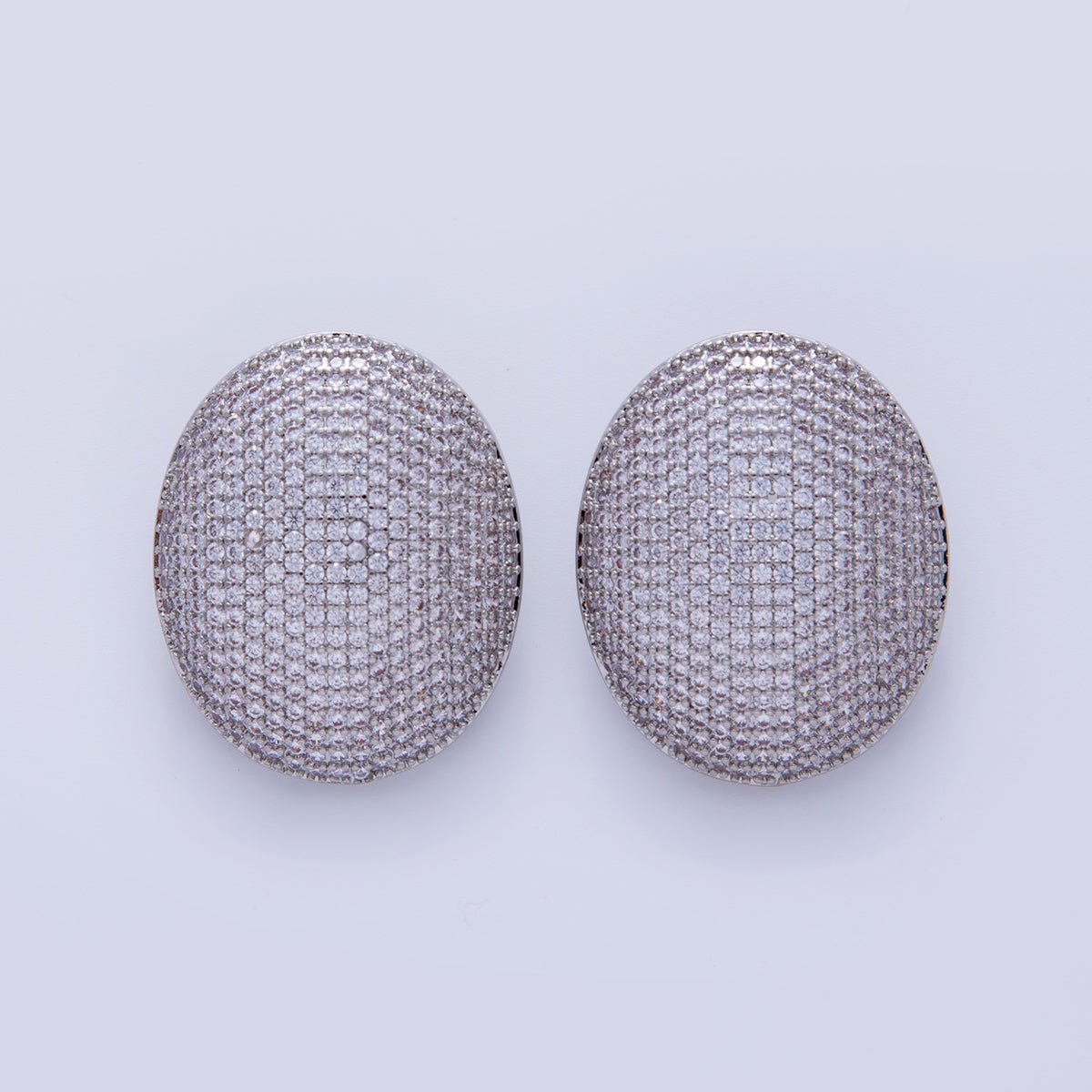 18K Gold Filled Oval Dome Micro Paved CZ Stud Earrings in Gold & Silver | AI287 AI288 AI289 Q295 Q343 Q345 - DLUXCA