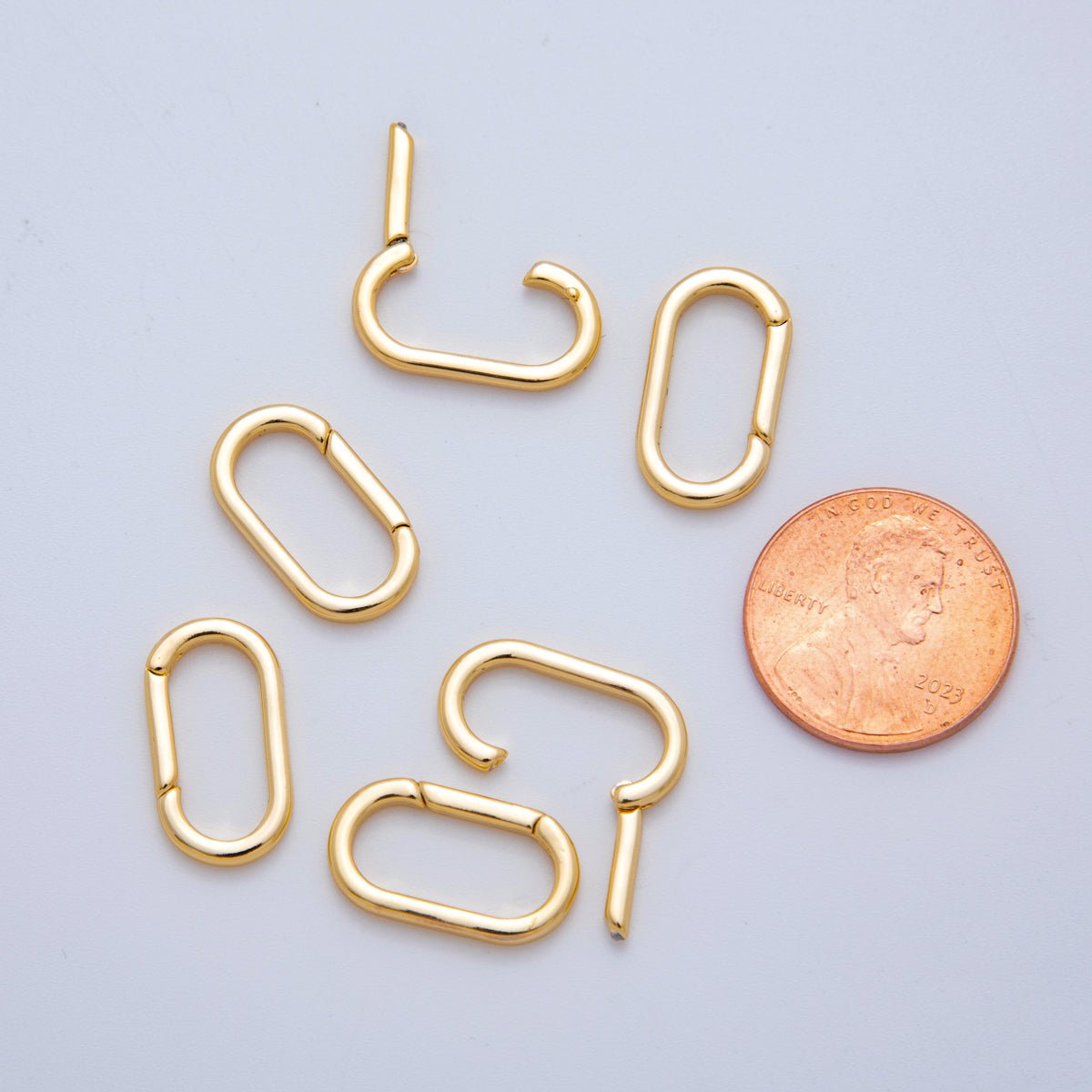 18K Gold Filled Oval Paperclip Oblong Shaped Snap Clasp Spring Gate Closure Findings | ZA1220 - DLUXCA