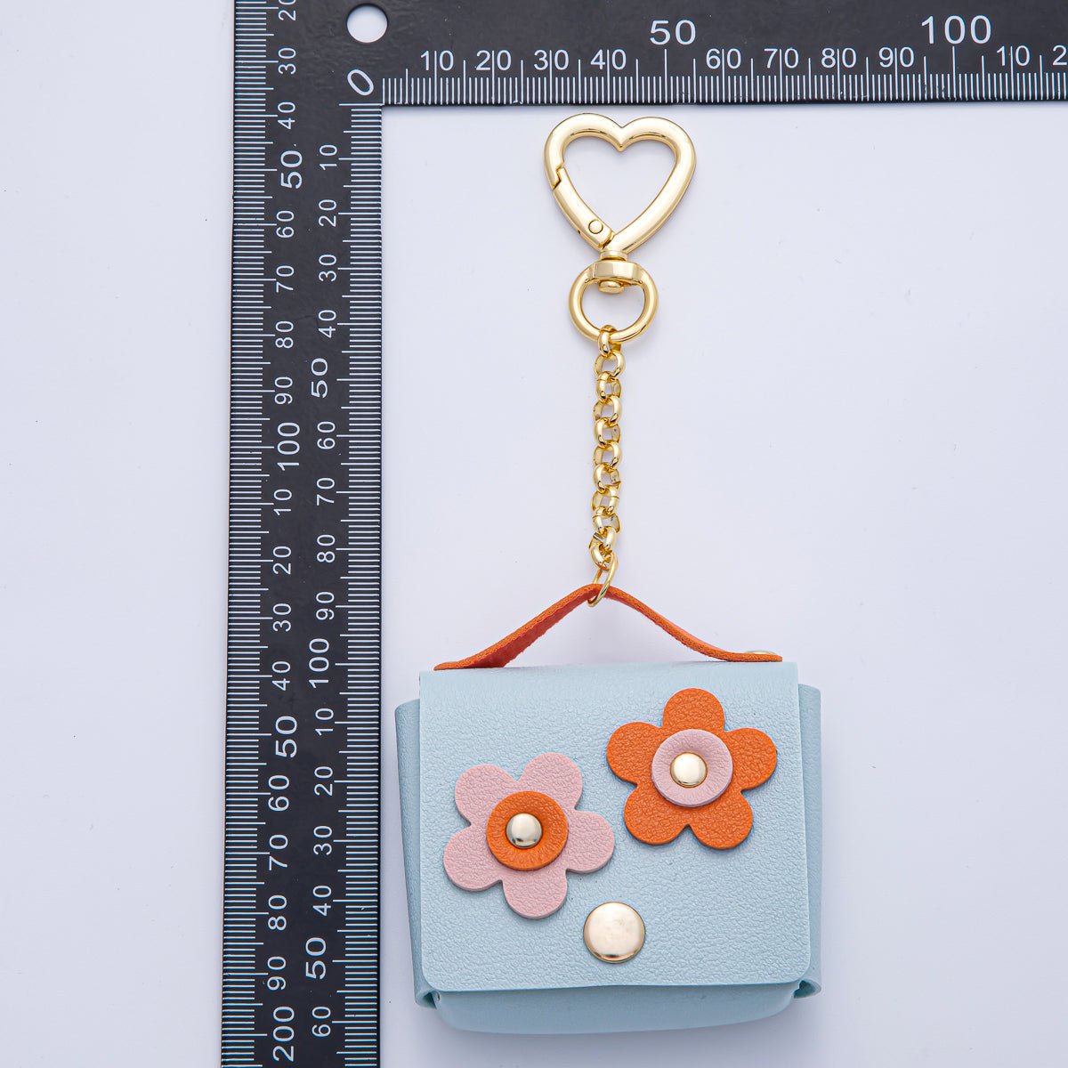 18K Gold Filled Pink, Blue, Orange Airpod Case Bag Charm Heart Push Gate Keychain | WB - 00236 ~ WB - 00238 - DLUXCA