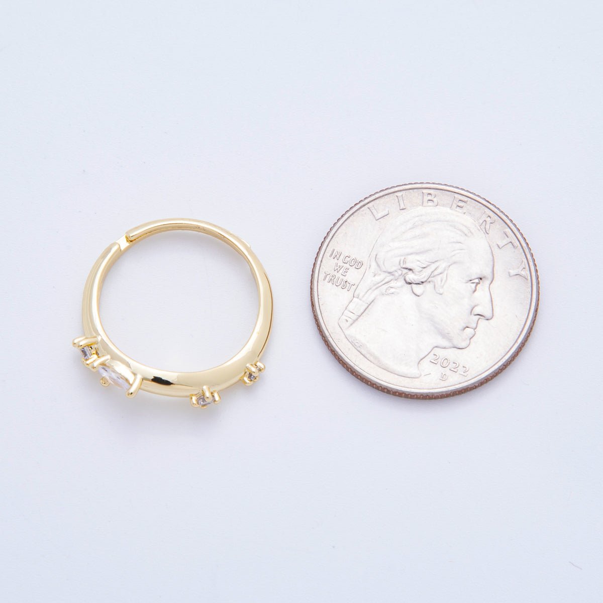 18K Gold Filled Pink, Clear CZ Teardrop Cluster Curve Adjustable Ring | O278 - DLUXCA