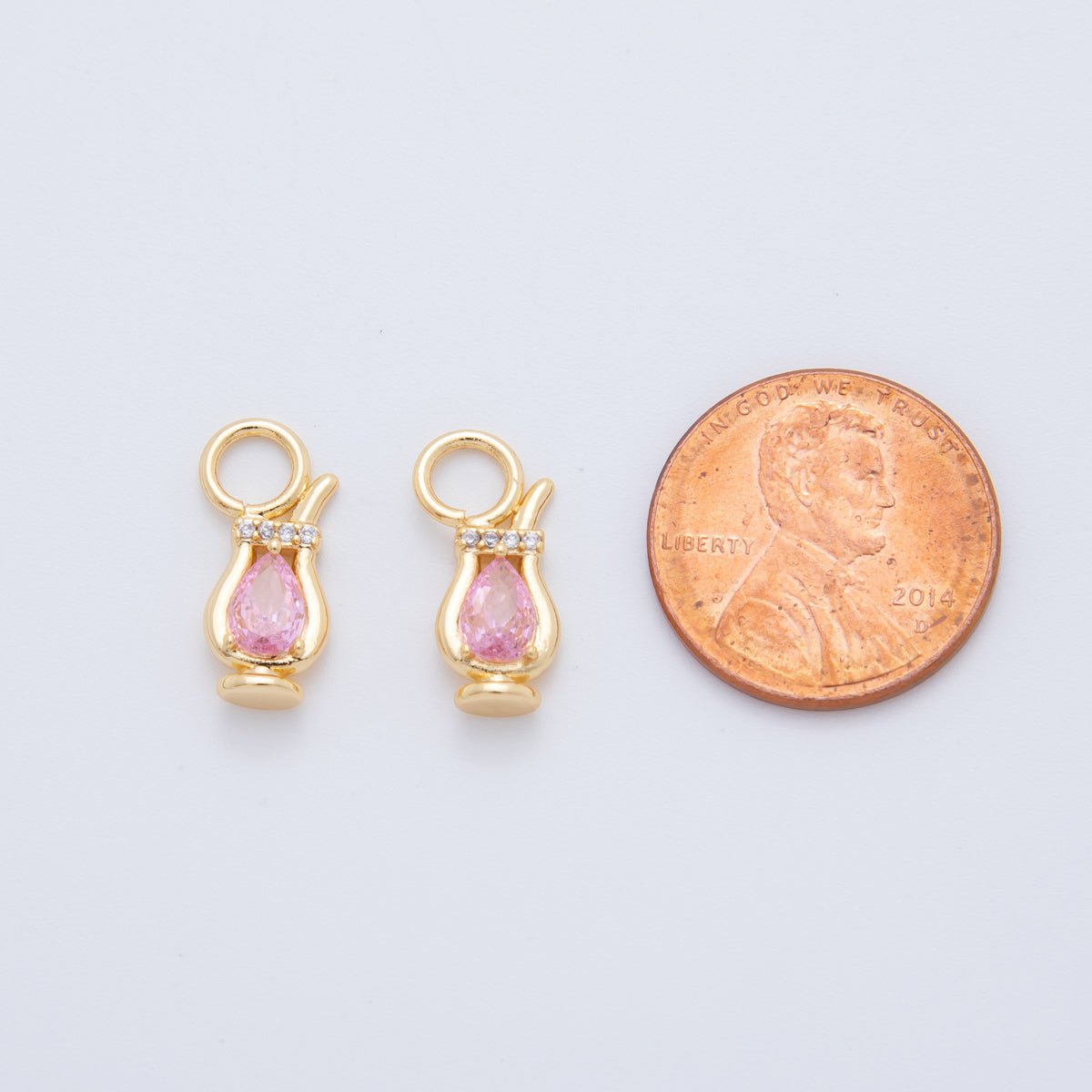 18K Gold Filled Pink CZ Jug Drink Add - On Drop Earring Charm | AF757 - DLUXCA