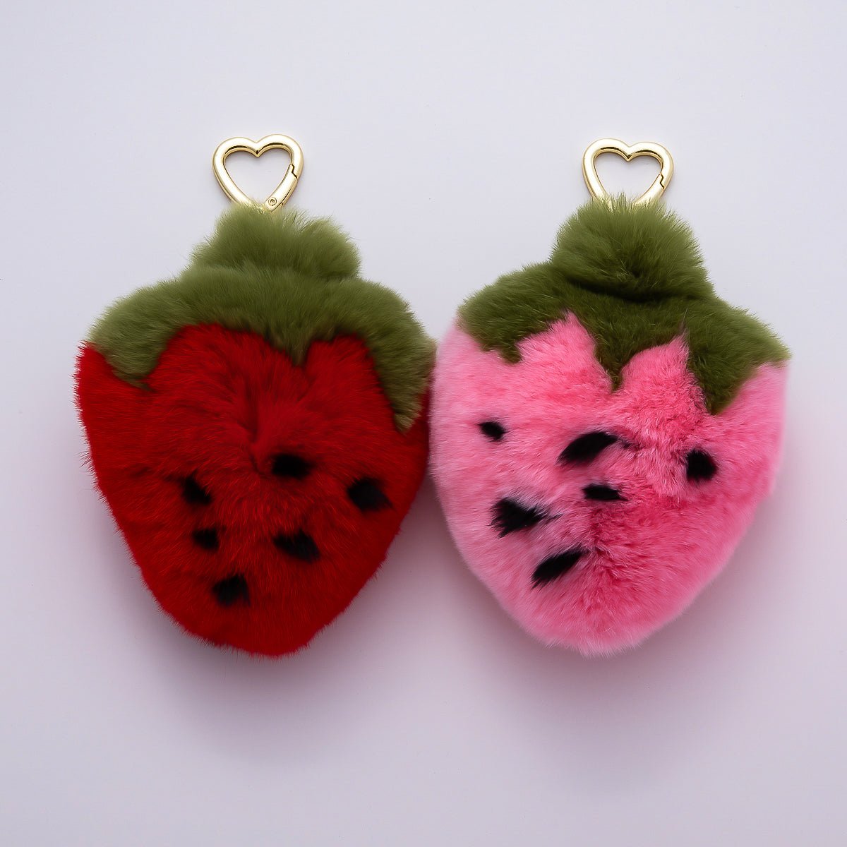 18K Gold Filled Pink, Red Sweet Strawberry Fruit Push Gate Keychain | WB - 00328 WB - 00329 - DLUXCA