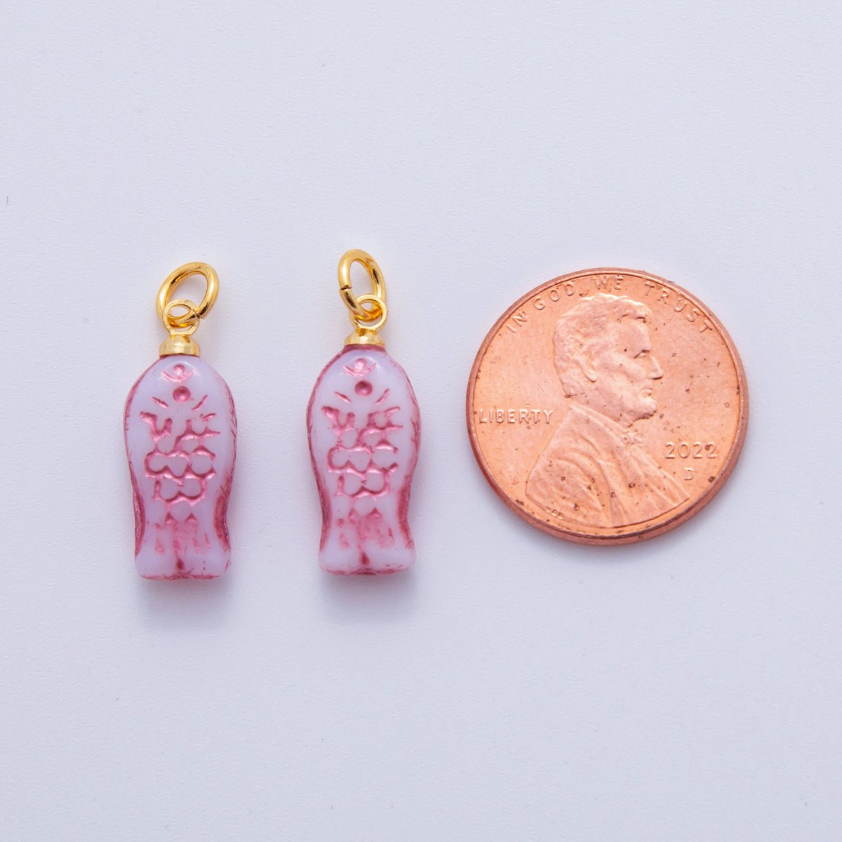 18K Gold Filled Pink Scaled Fish Mini Charm | W145 - DLUXCA