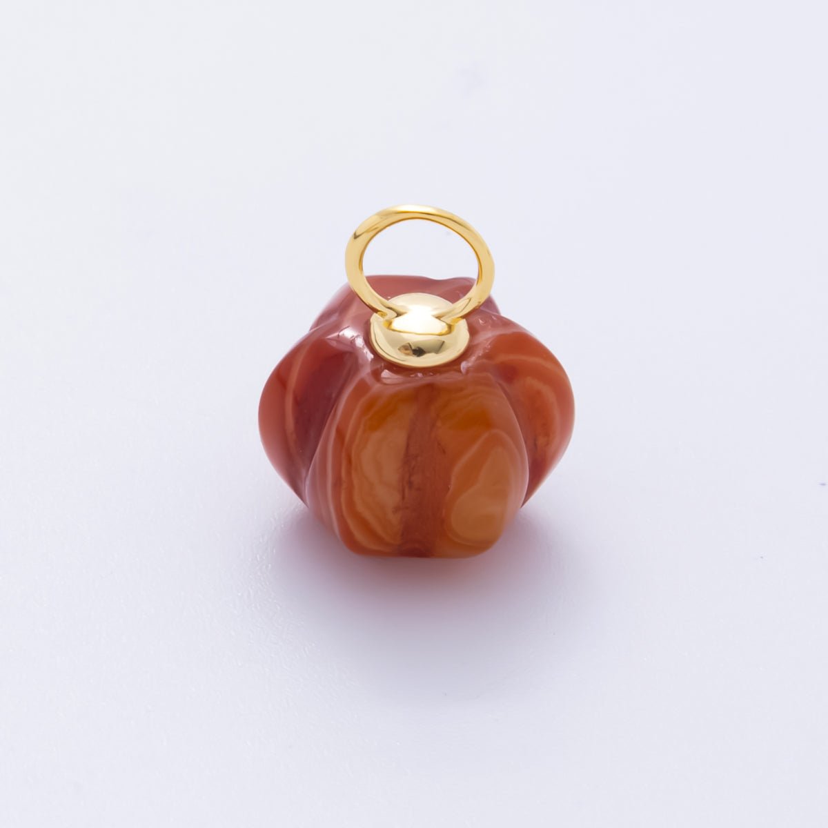 18K Gold Filled Pumpkin Quartz, Ruffle, Carnelian Gemstone Charm | AH - 836 - AH - 838 - DLUXCA