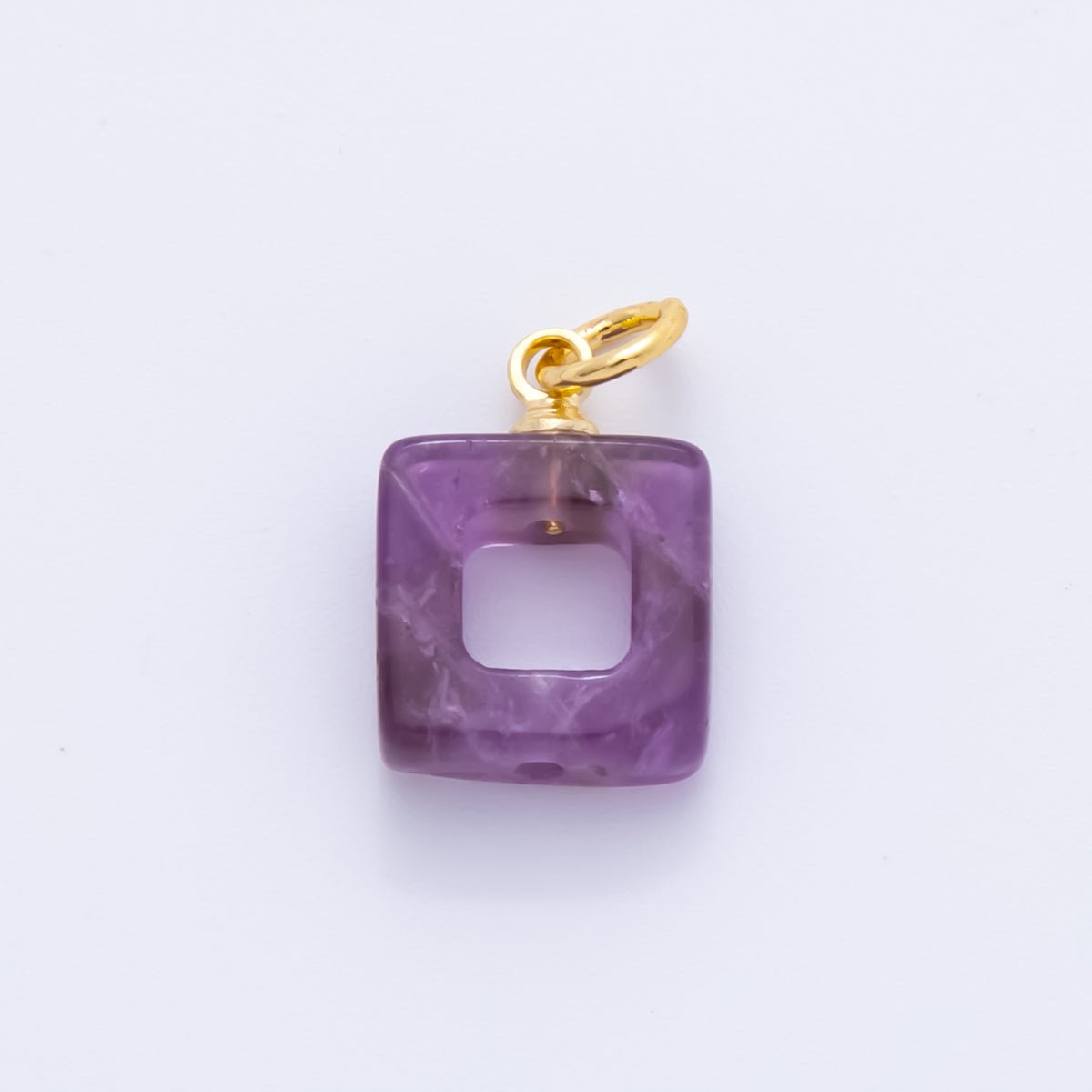 18K Gold Filled Purple Amethyst Open Square Gemstone | AF832 - DLUXCA