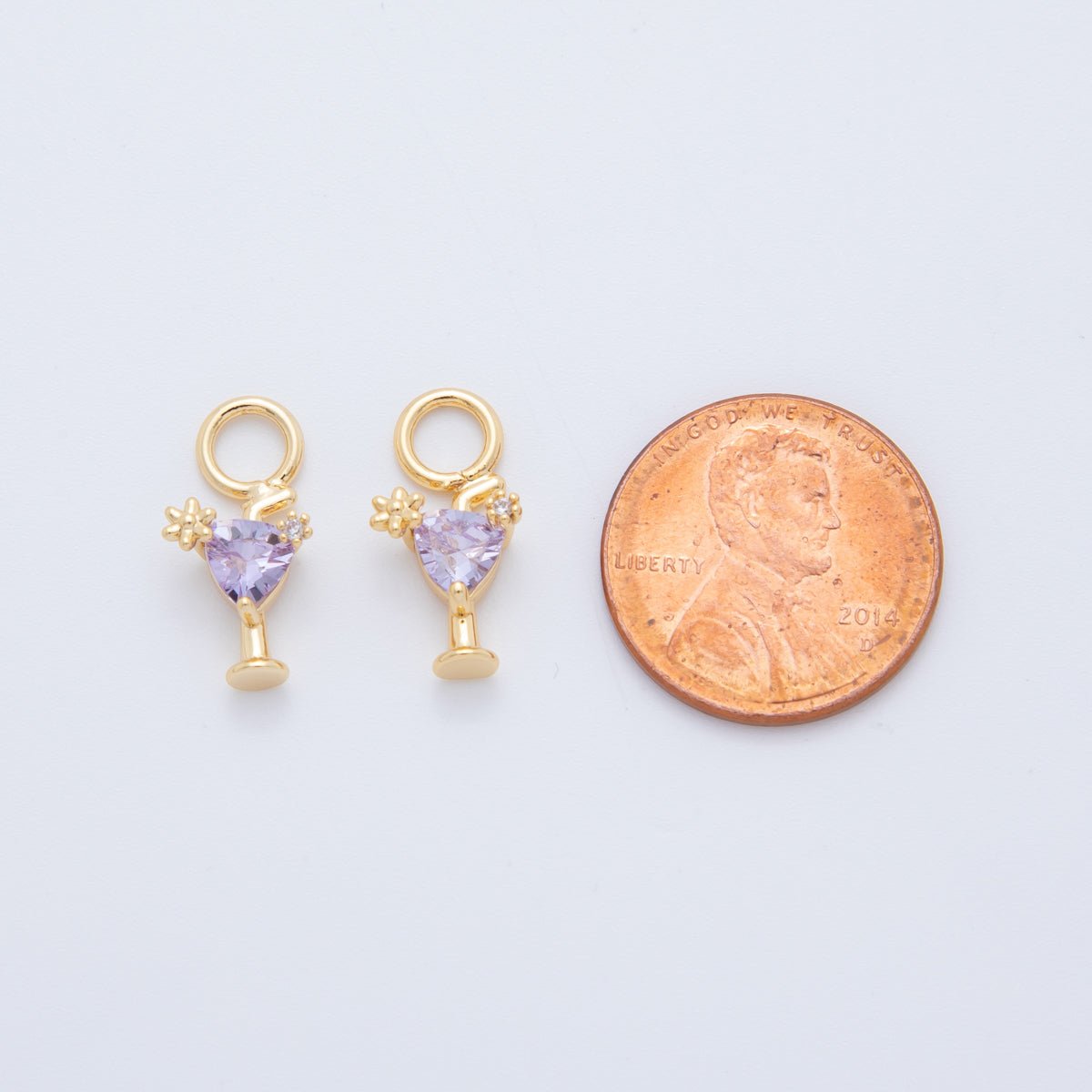 18K Gold Filled Purple CZ Martini Alcohol Add - On Drop Earring Charm | AF758 - DLUXCA