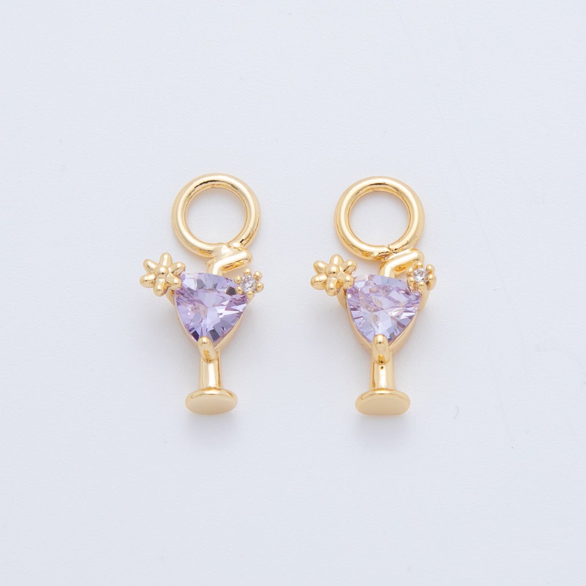 18K Gold Filled Purple CZ Martini Alcohol Add - On Drop Earring Charm | AF758 - DLUXCA