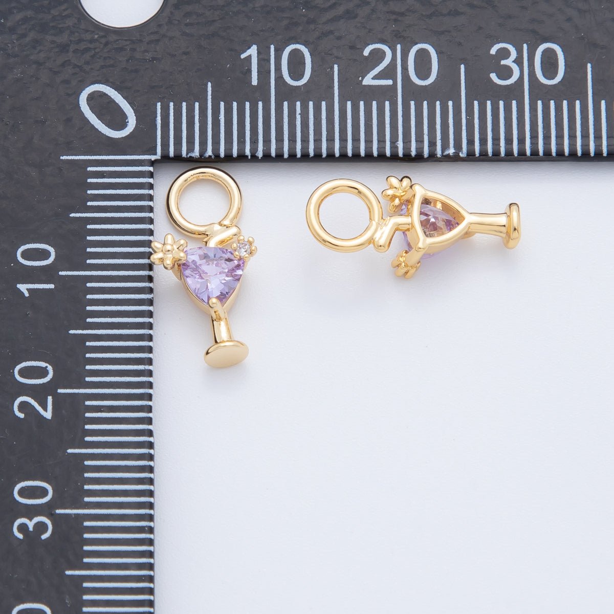 18K Gold Filled Purple CZ Martini Alcohol Add - On Drop Earring Charm | AF758 - DLUXCA
