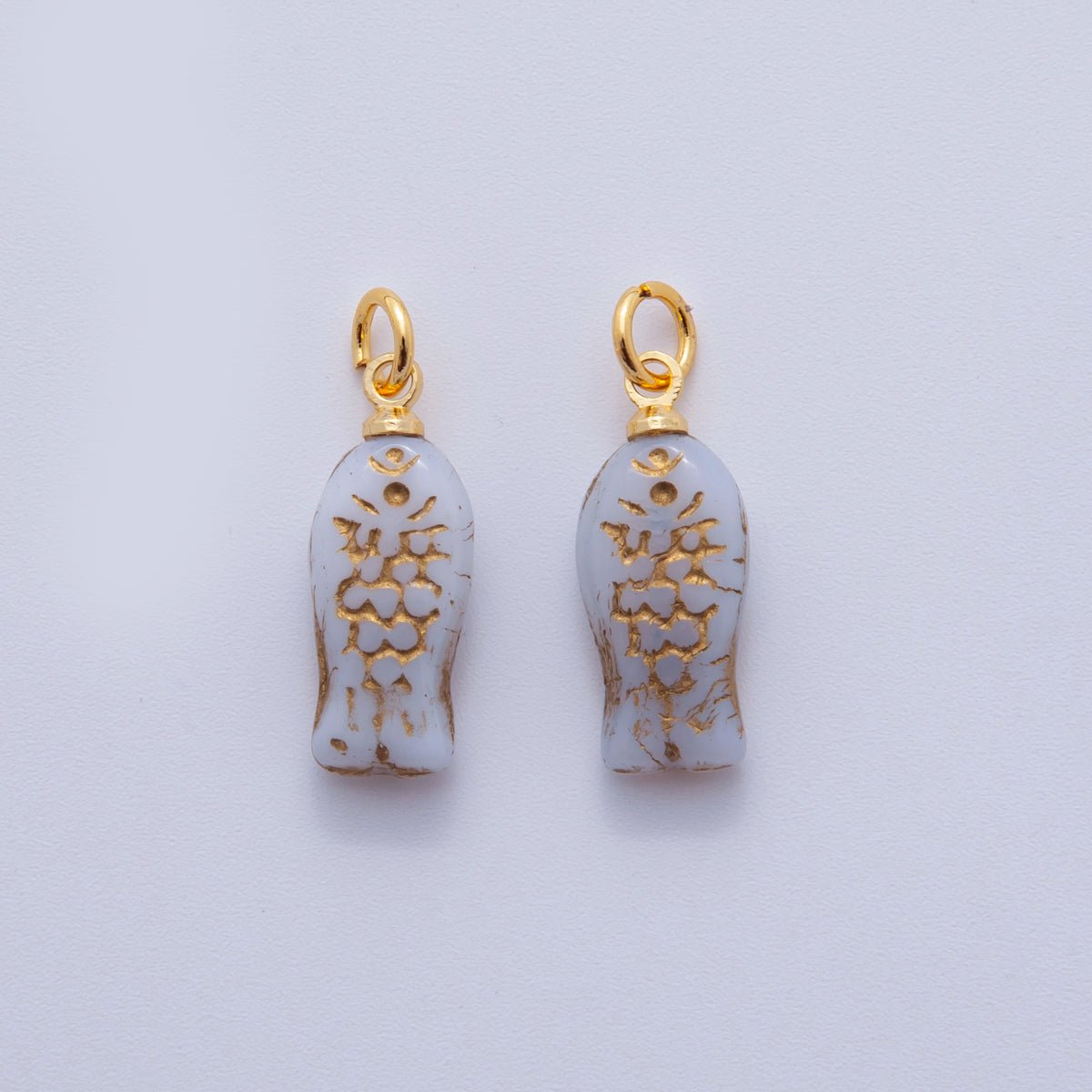 18K Gold Filled Purple, Green, Blue, Grey, Pink Scaled Fish Mini Charm | M392 M409 M861 M874 W145 - DLUXCA