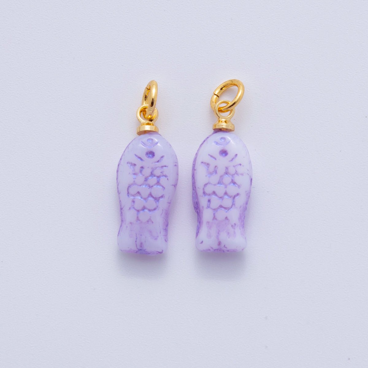 18K Gold Filled Purple, Green, Blue, Grey, Pink Scaled Fish Mini Charm | M392 M409 M861 M874 W145 - DLUXCA