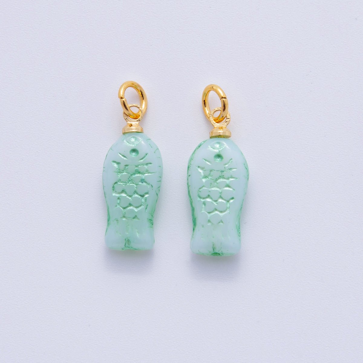 18K Gold Filled Purple, Green, Blue, Grey, Pink Scaled Fish Mini Charm | M392 M409 M861 M874 W145 - DLUXCA