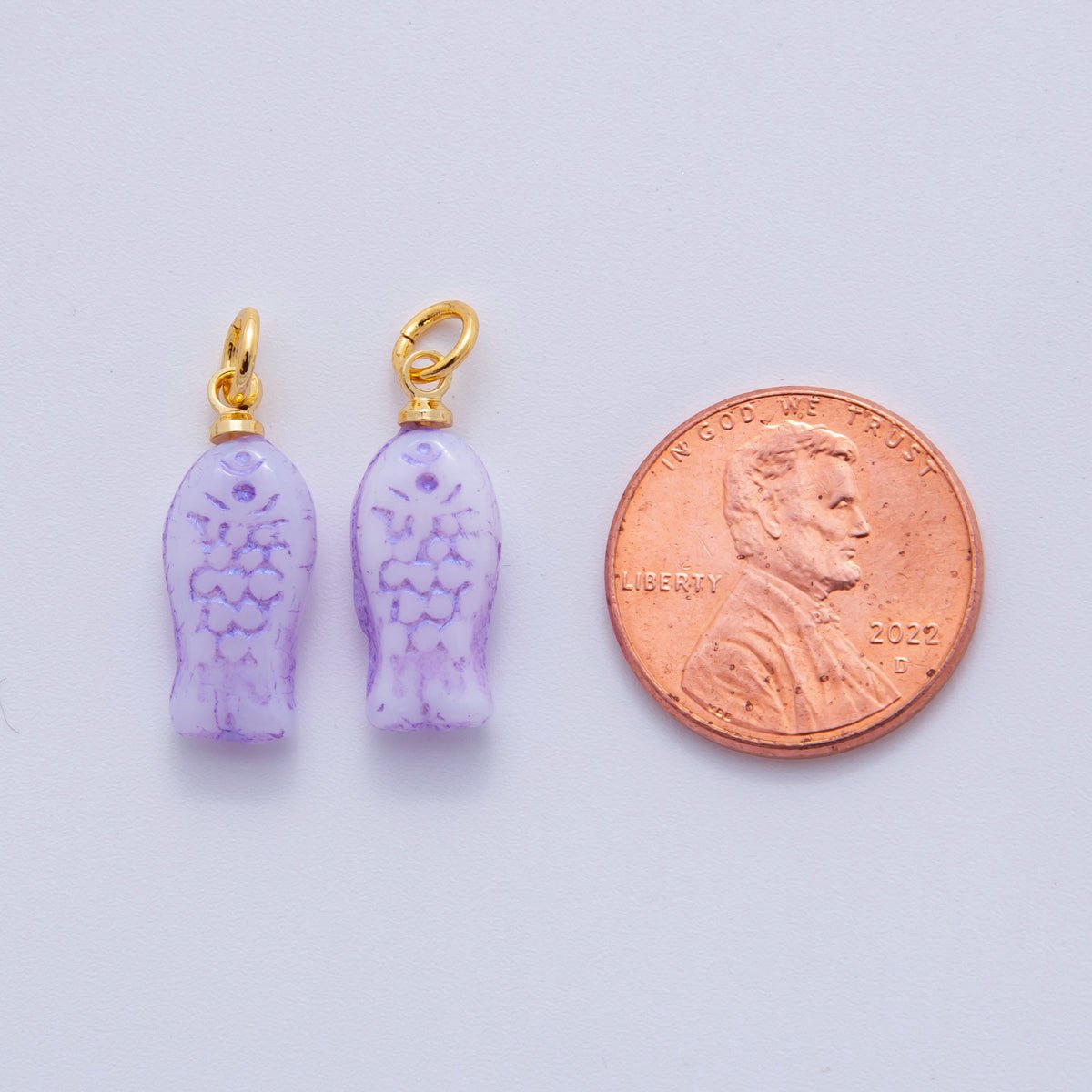 18K Gold Filled Purple Scaled Fish Mini Charm | M392 - DLUXCA