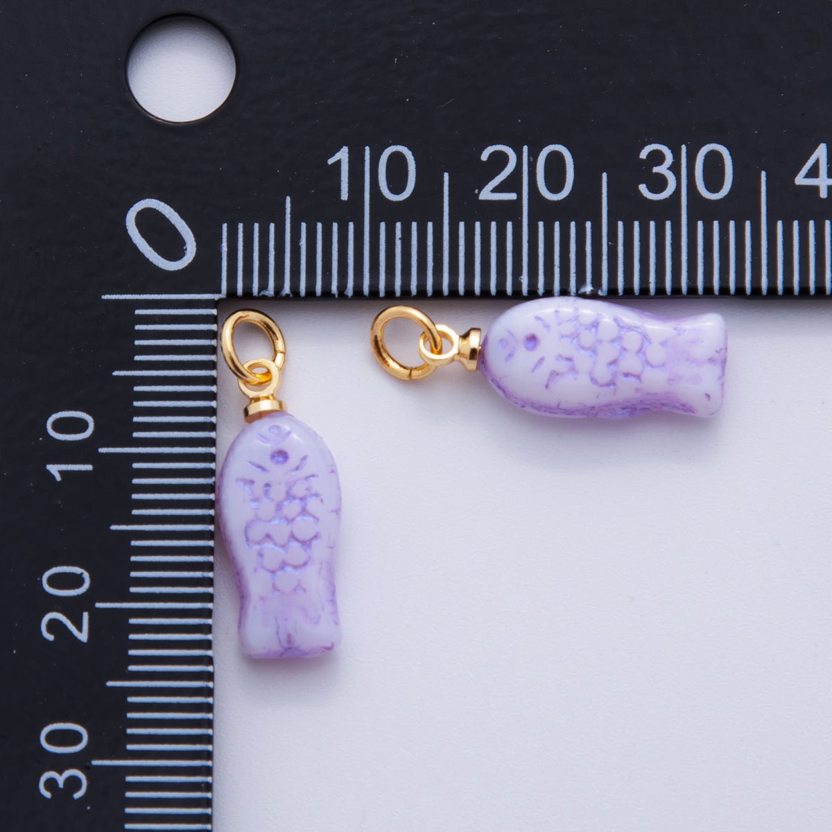 18K Gold Filled Purple Scaled Fish Mini Charm | M392 - DLUXCA