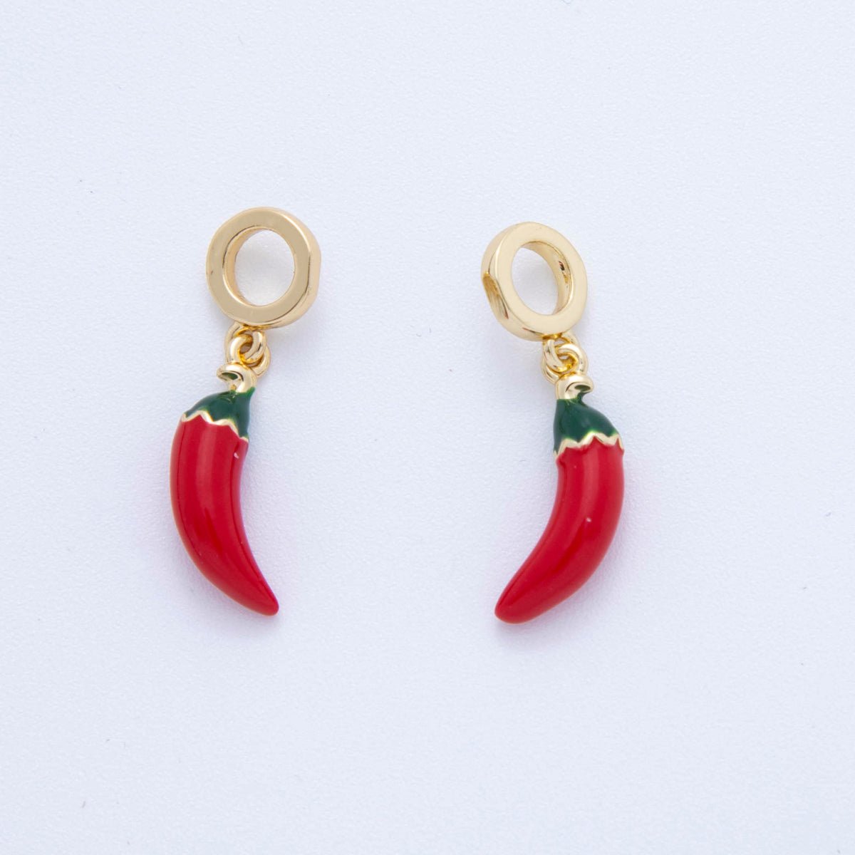 18K Gold Filled Red Chili Peppers Rhondelle Drop Pendant | AF341 - DLUXCA