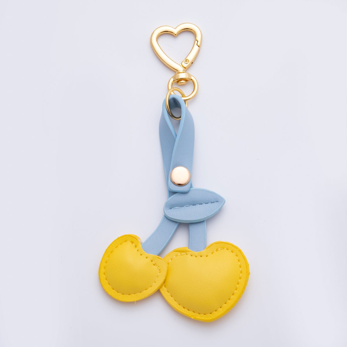 18K Gold Filled Red, Pink, Fuchsia, Yellow Cherry Fruit Leather Bag Charm Keychain Heart Key Ring Accessories | WB - 00001 WB - 00129 ~ WB - 00131 - DLUXCA