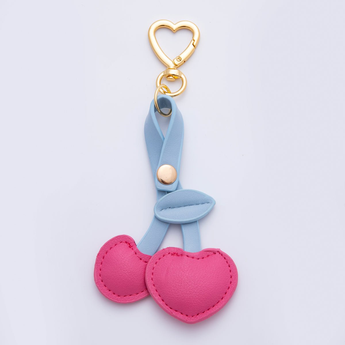 18K Gold Filled Red, Pink, Fuchsia, Yellow Cherry Fruit Leather Bag Charm Keychain Heart Key Ring Accessories | WB - 00001 WB - 00129 ~ WB - 00131 - DLUXCA