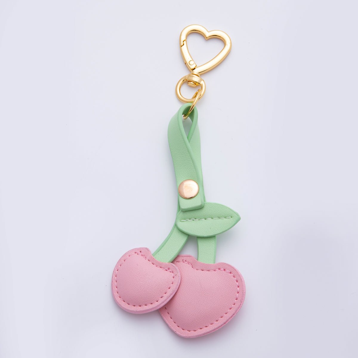 18K Gold Filled Red, Pink, Fuchsia, Yellow Cherry Fruit Leather Bag Charm Keychain Heart Key Ring Accessories | WB - 00001 WB - 00129 ~ WB - 00131 - DLUXCA