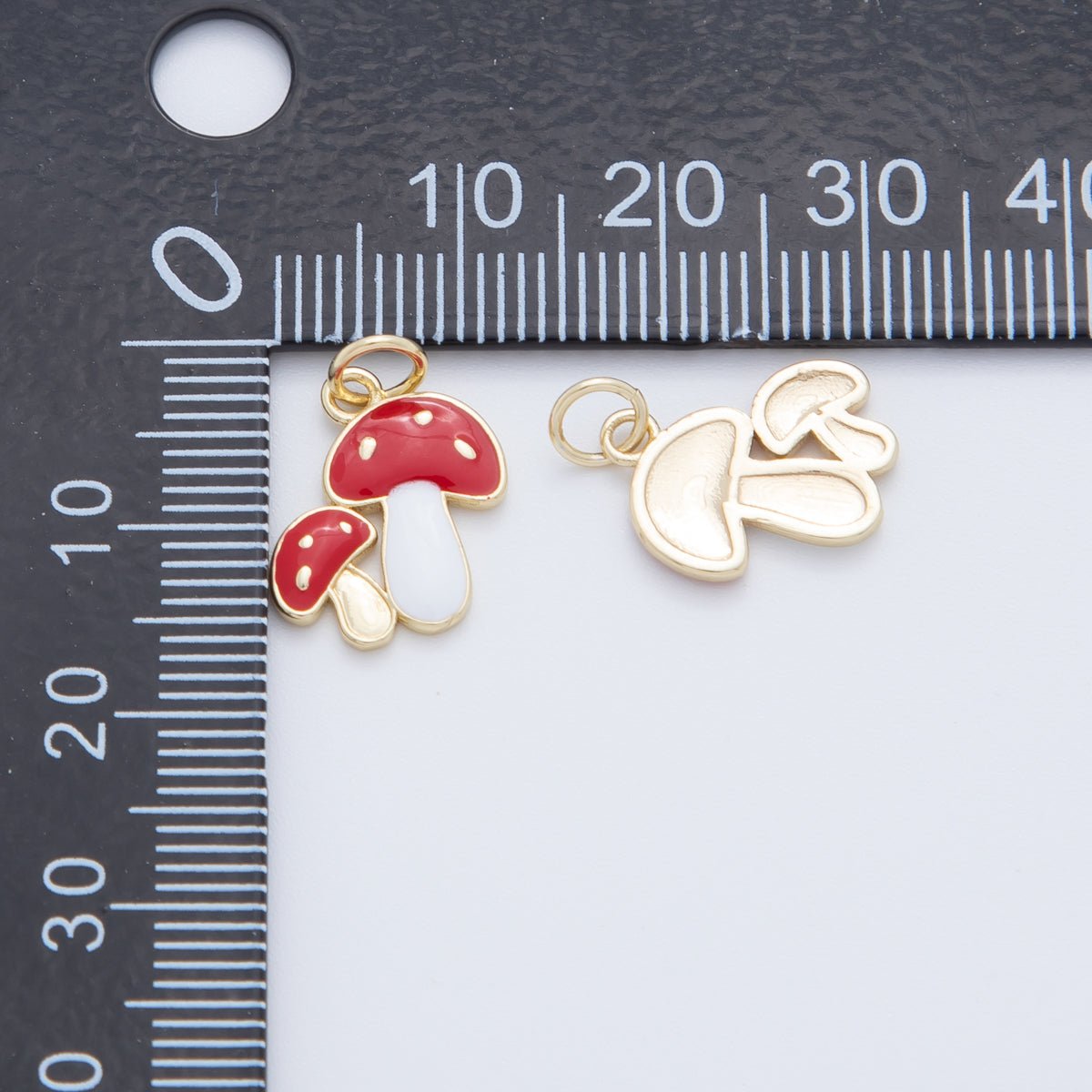 18K Gold Filled Red White Double Mushroom Plant Charm | AF405 - DLUXCA