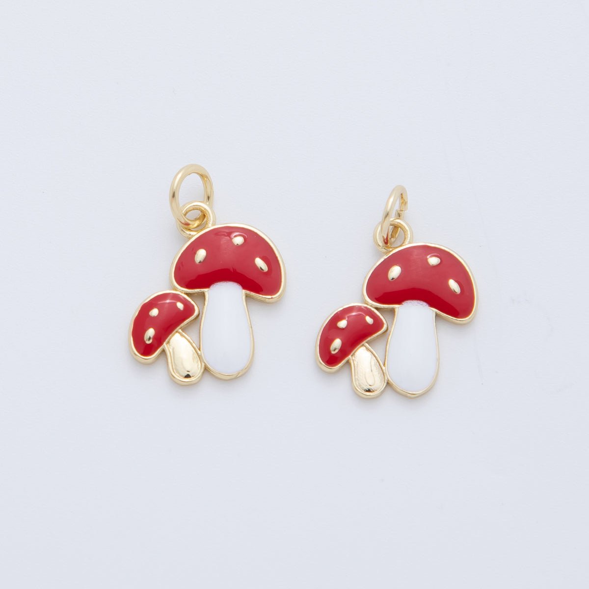 18K Gold Filled Red White Double Mushroom Plant Charm | AF405 - DLUXCA