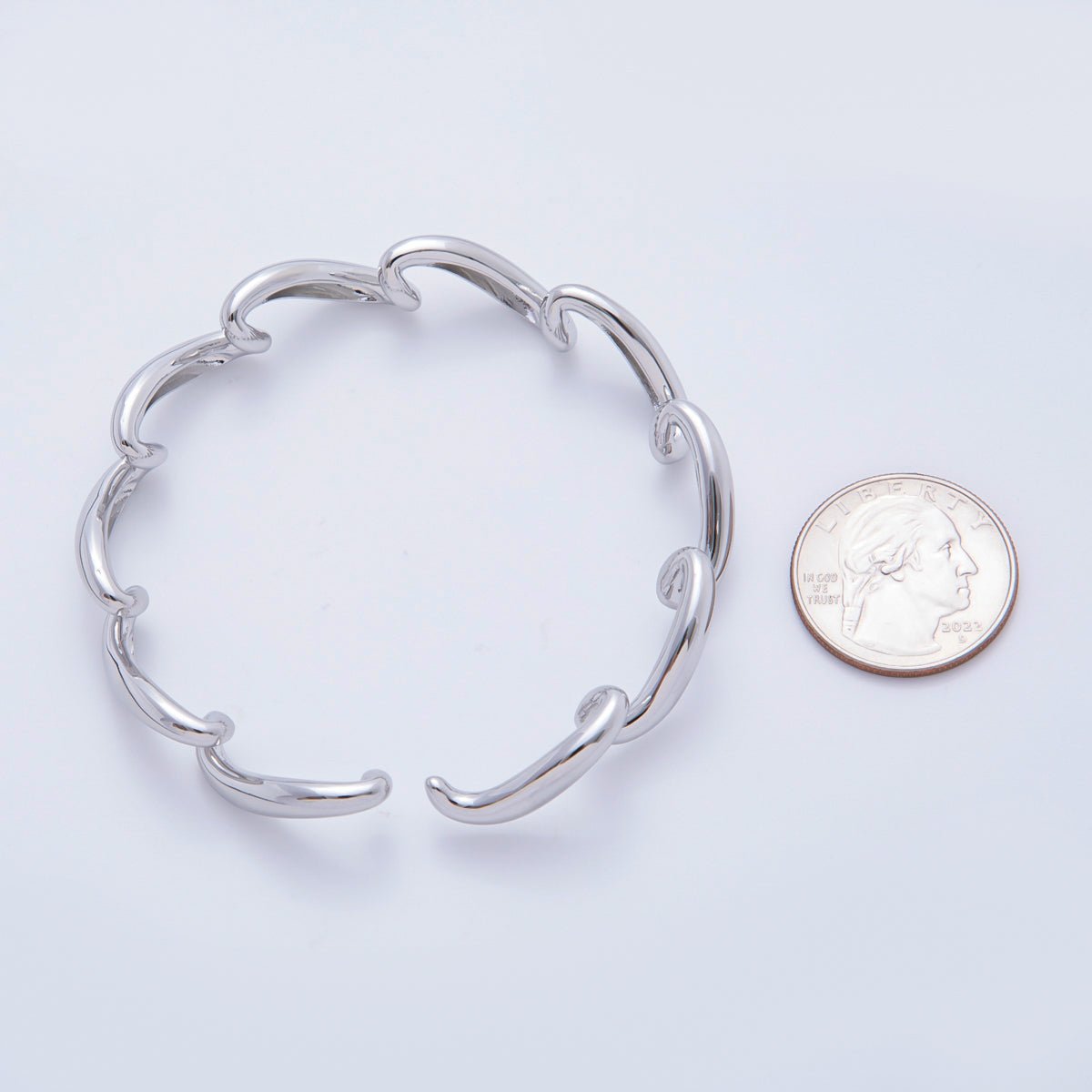 18K Gold Filled Sculptural Abstract Wave Cuff Bracelet in Gold & Silver | WA - 03461 WA - 03462 - DLUXCA