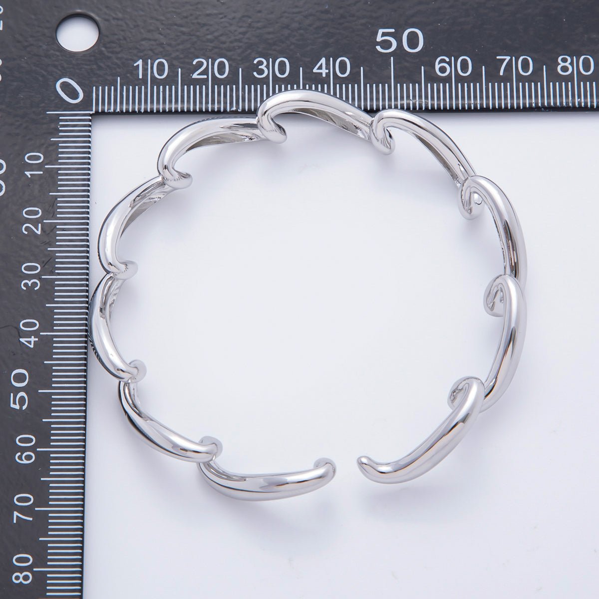 18K Gold Filled Sculptural Abstract Wave Round Cuff Bangle Bracelet in Gold & Silver | WA - A3461 WA - A3462 - DLUXCA