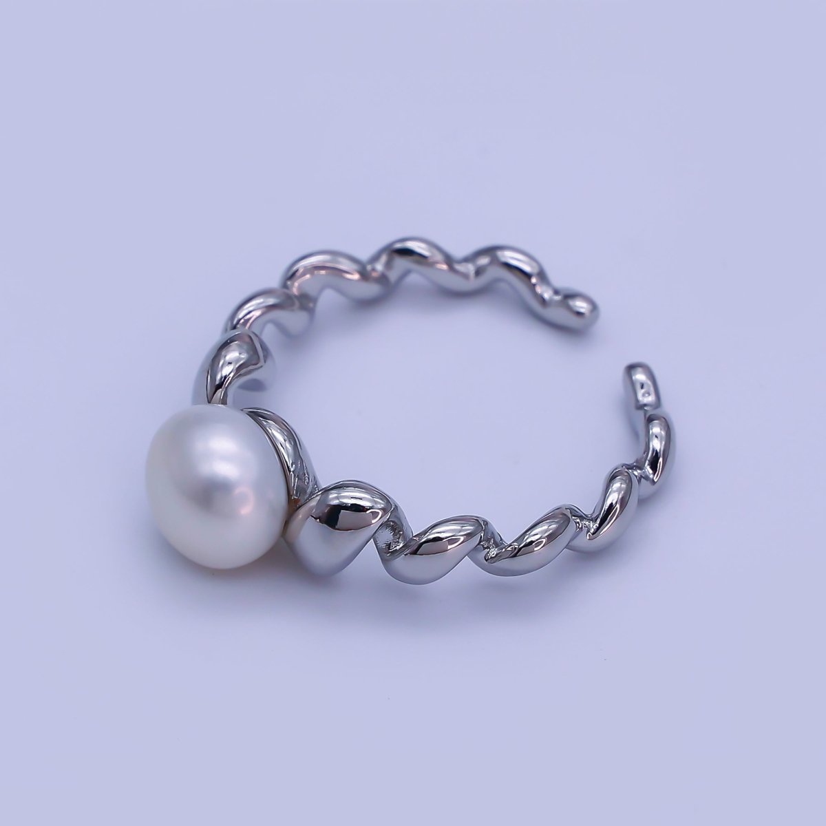 18K Gold Filled Shell Pearl Braided Twist Adjustable Ring in Gold & Silver | O - 1478 O - 1479 - DLUXCA