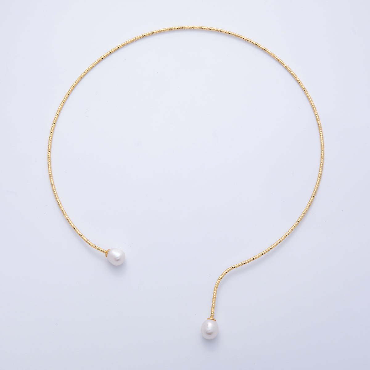 18K Gold Filled Shell Pearl Drop Geometric Edged Collar Necklace | WA - 3999 - DLUXCA