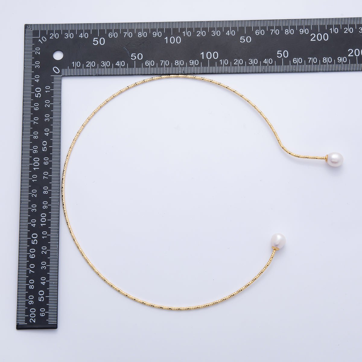 18K Gold Filled Shell Pearl Drop Geometric Edged Collar Necklace | WA - 3999 - DLUXCA