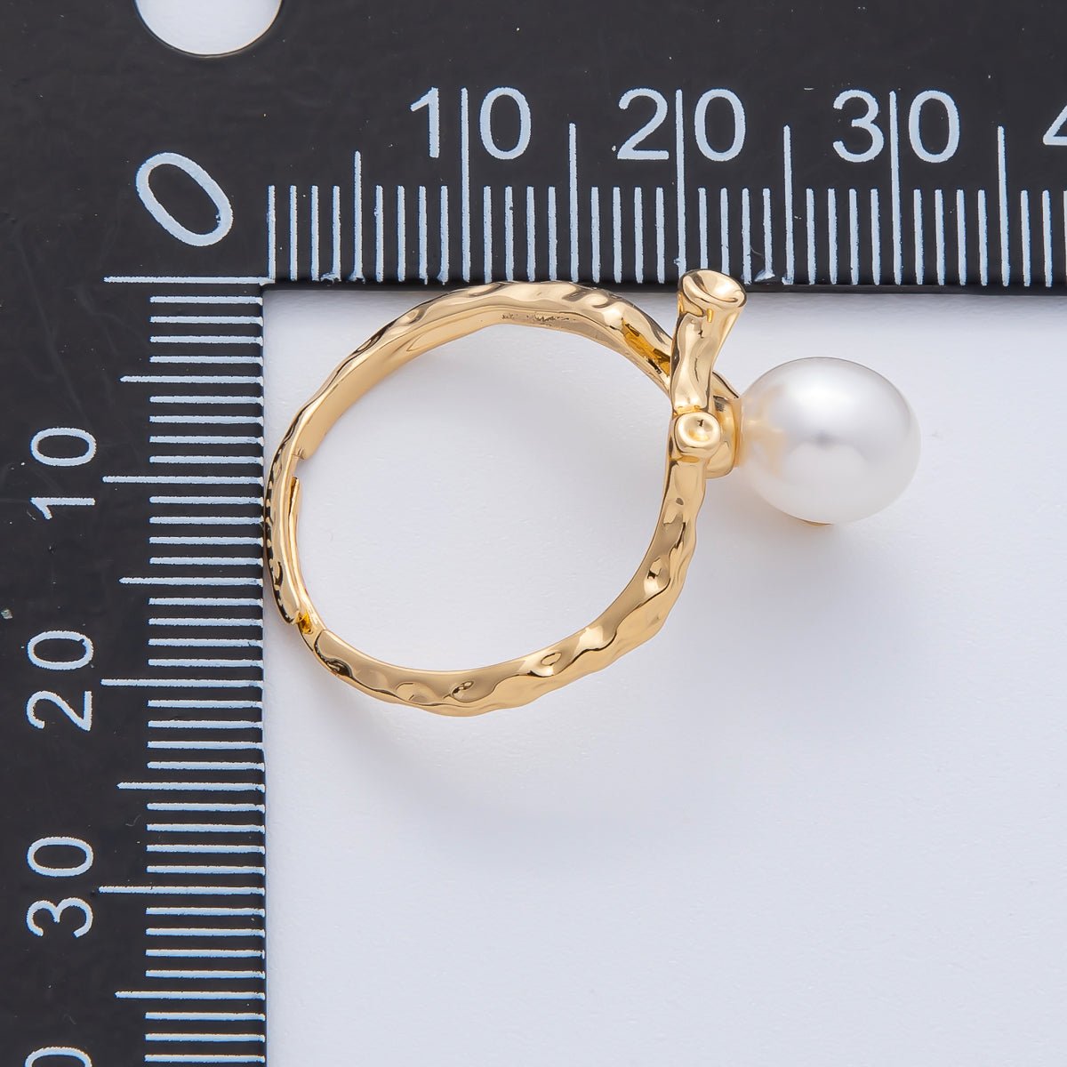 18K Gold Filled Shell Pearl Hammered Statement Branch Ring | O789 - DLUXCA