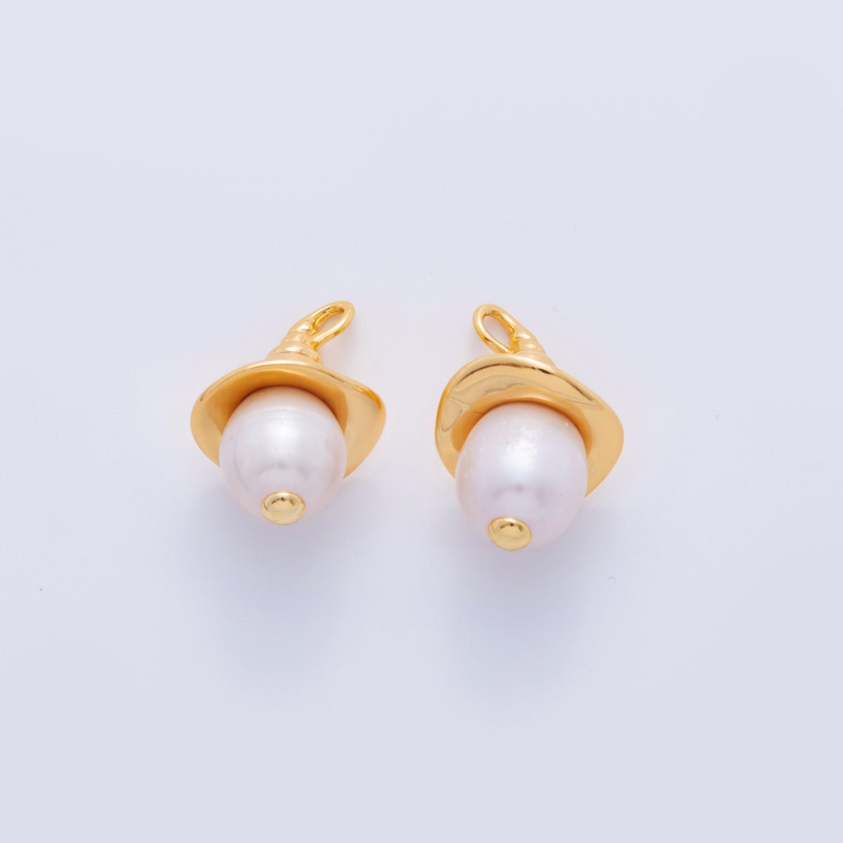 18K Gold Filled Shell Pearl Round Conch Shell Witch Hat Finding | Z1168 - DLUXCA