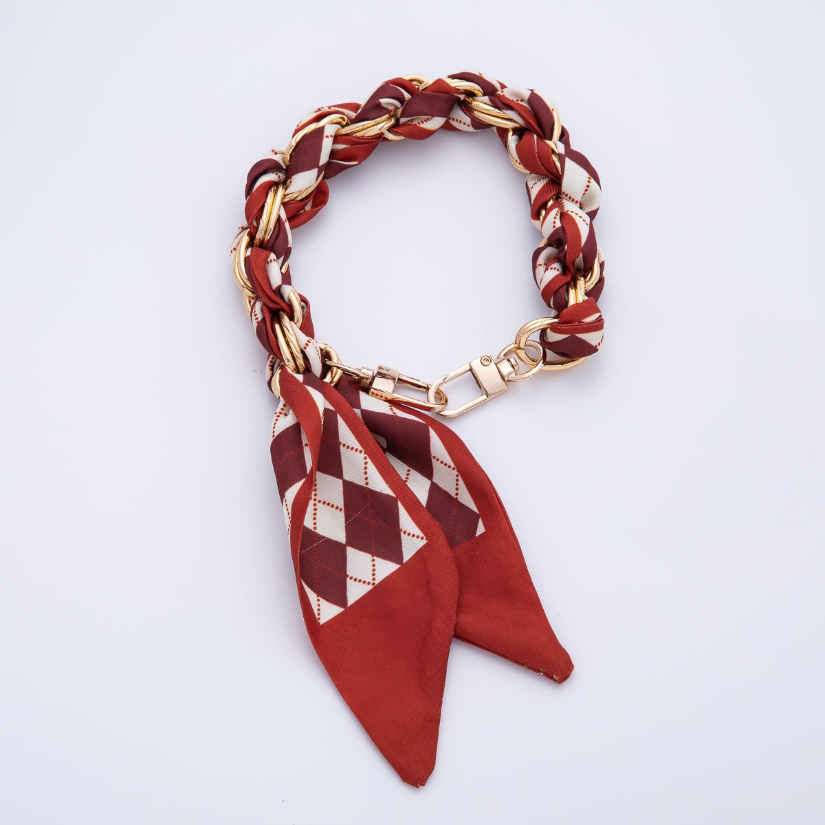 18K Gold Filled Silk Textile Knot Bag Charm Bracelet Keychain Accessories | WB - 00156 - WB - 00169 - DLUXCA