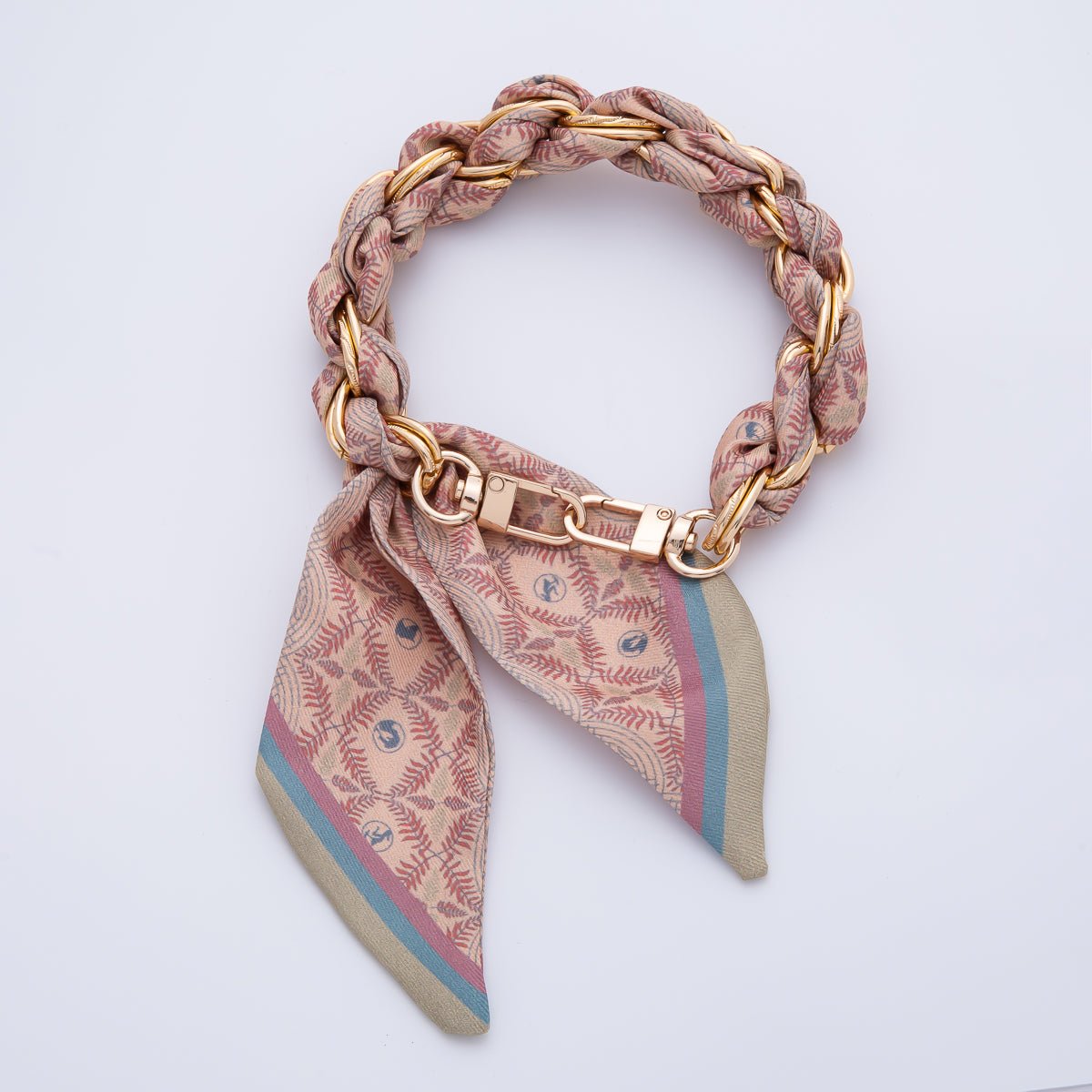 18K Gold Filled Silk Textile Knot Bag Charm Bracelet Keychain Accessories | WB - 00156 - WB - 00169 - DLUXCA