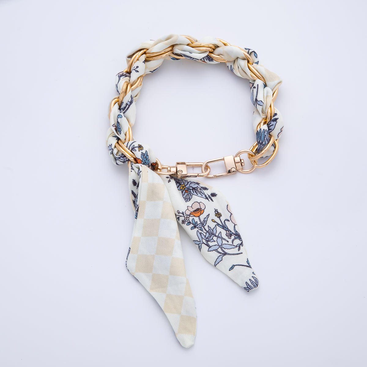 18K Gold Filled Silk Textile Knot Bag Charm Bracelet Keychain Accessories | WB - 00156 - WB - 00169 - DLUXCA