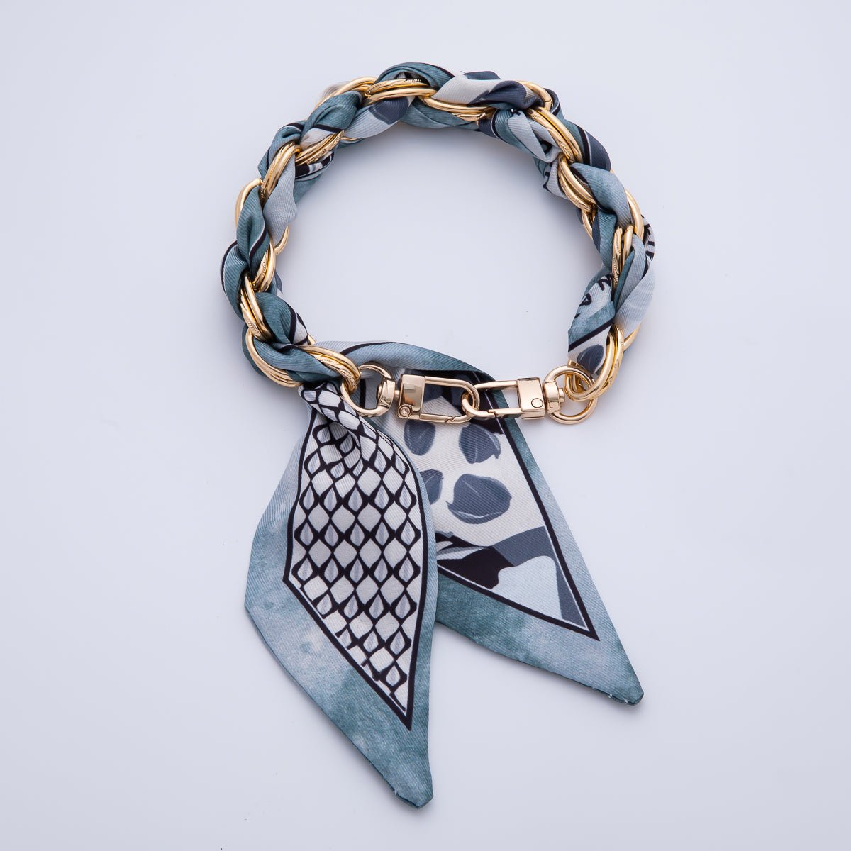 18K Gold Filled Silk Textile Knot Bag Charm Bracelet Keychain Accessories | WB - 00156 - WB - 00169 - DLUXCA