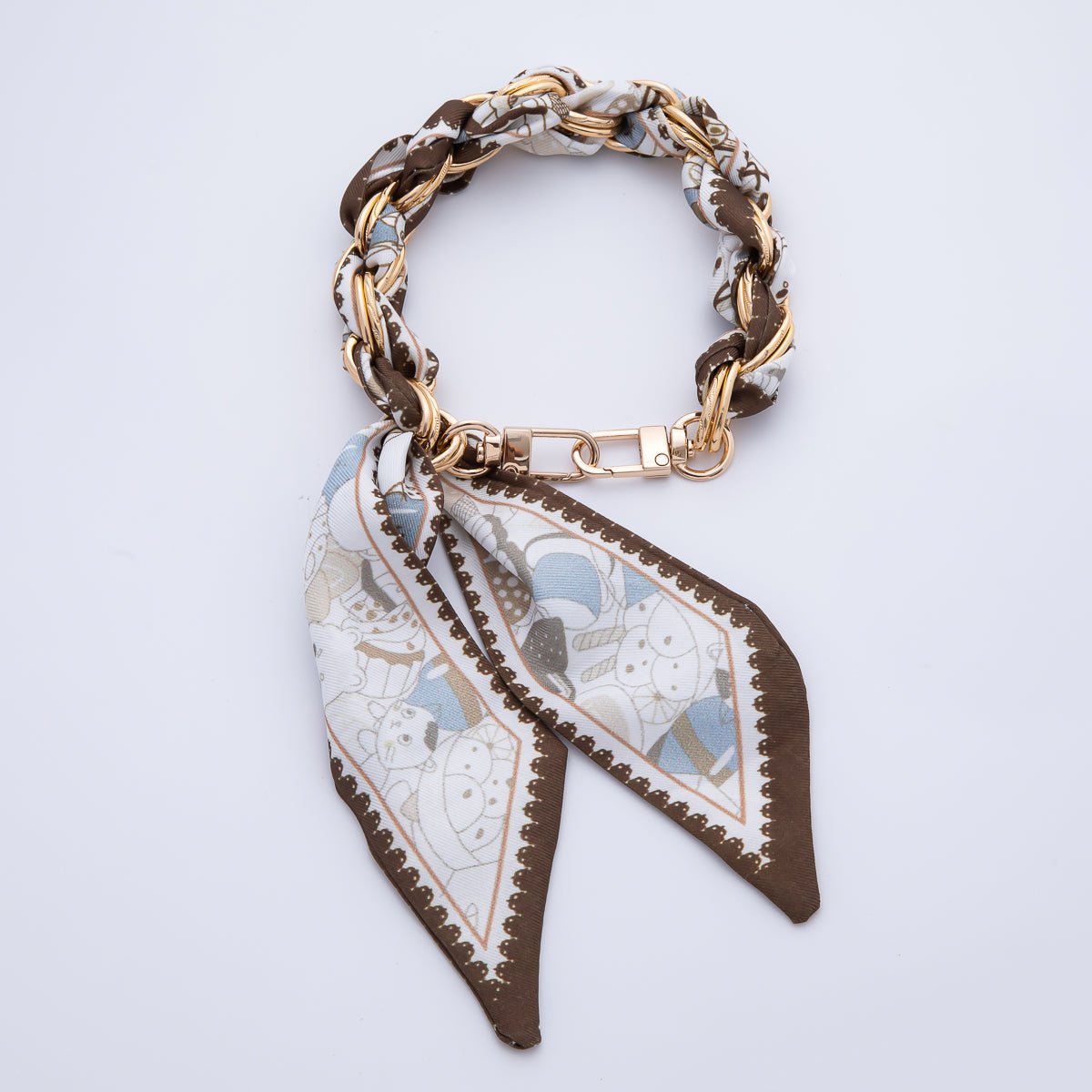 18K Gold Filled Silk Textile Knot Bag Charm Bracelet Keychain Accessories | WB - 00156 - WB - 00169 - DLUXCA