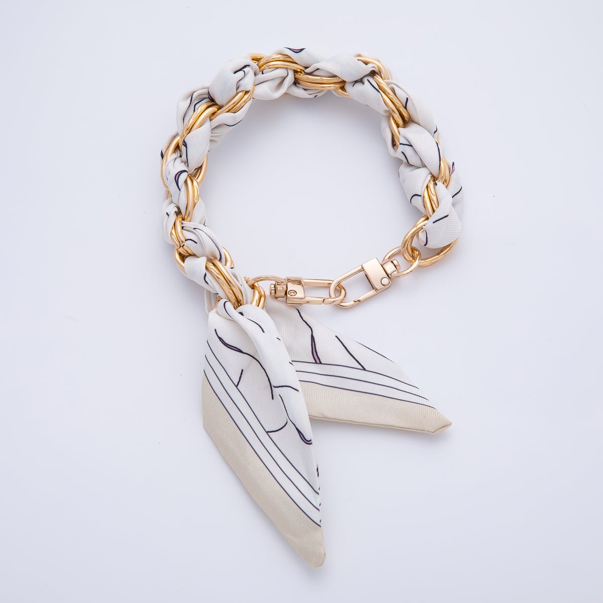 18K Gold Filled Silk Textile Knot Bag Charm Bracelet Keychain Accessories | WB - 00156 - WB - 00169 - DLUXCA