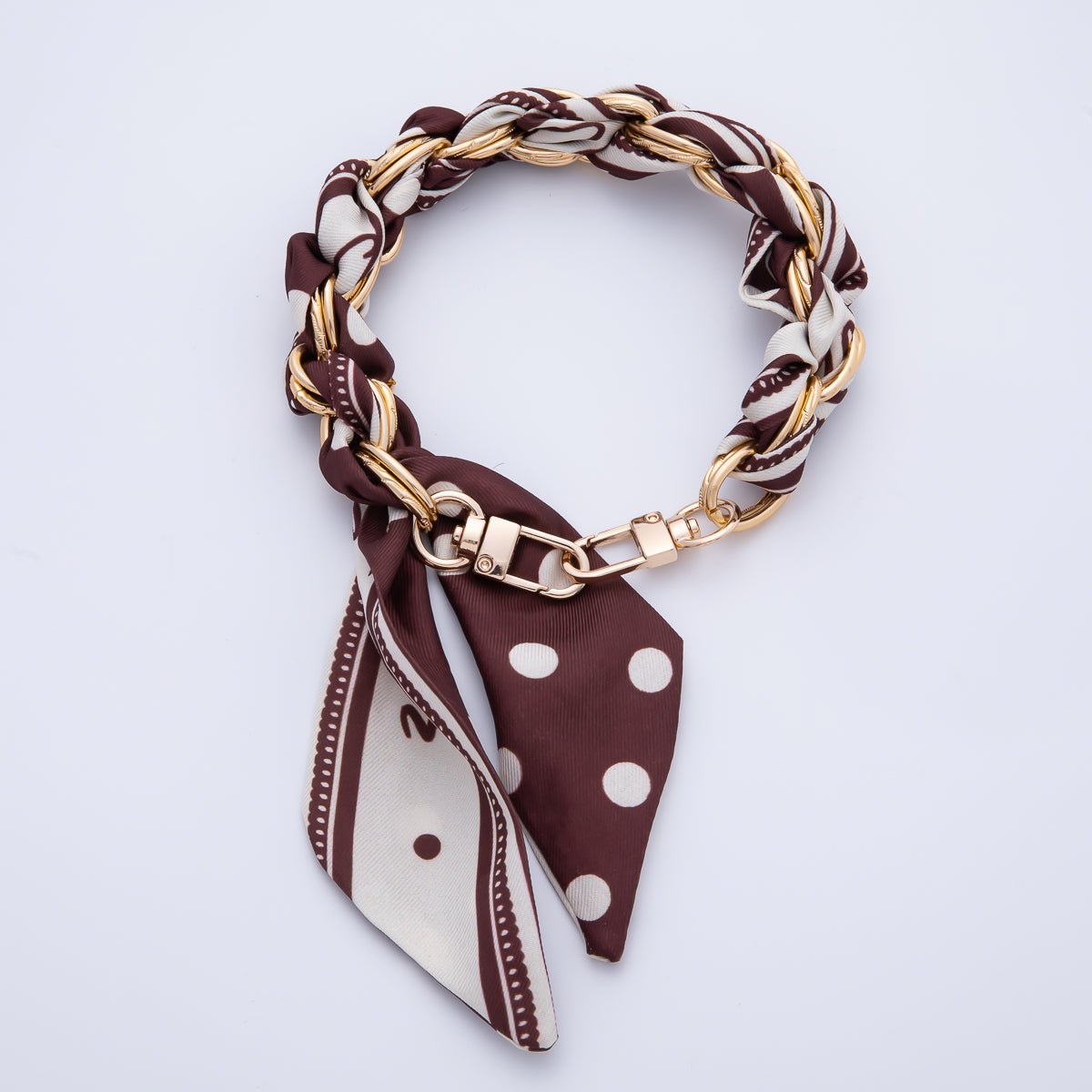 18K Gold Filled Silk Textile Knot Bag Charm Bracelet Keychain Accessories | WB - 00156 - WB - 00169 - DLUXCA