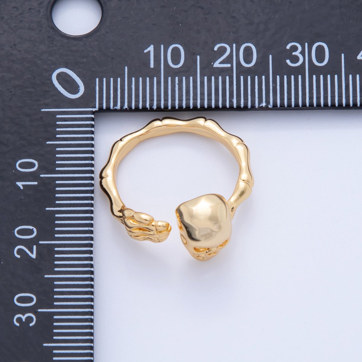 18K Gold Filled Skeleton Skull Head Molten Claw Wrap Ring | O1752 - DLUXCA